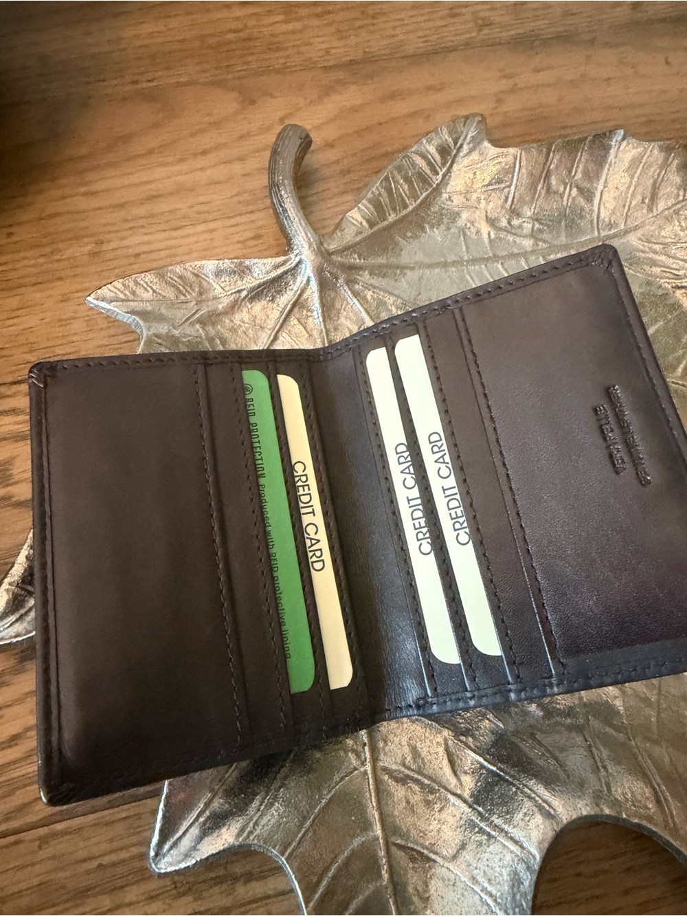 Men's Italian Leather Brown  Bifold Card Wallet
